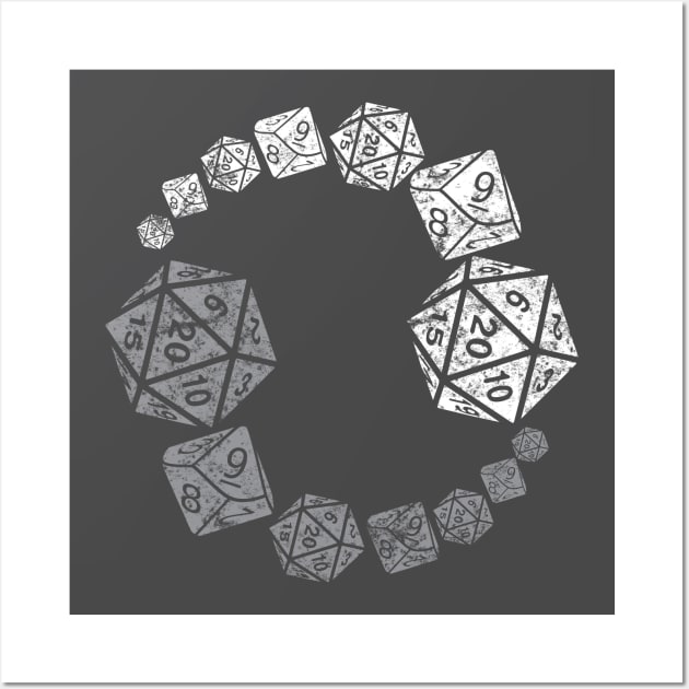 RPG Yin Yang Dice | Distressed Gray and White Design Wall Art by TeesByJay